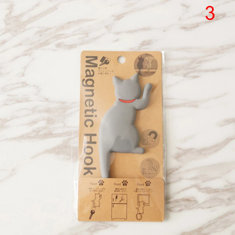 Cat Shape Magnetic Wall Mount Keys Hook Fridge Magnet Hanging Hook Door Decor TUE88