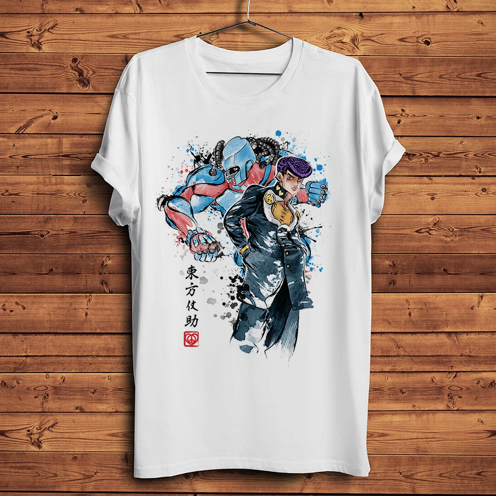 watercolor style, JoJo Adventure,Kujo Jotaro Jolyne Cujoh Giorno Giovanna,funny anime t-shirt ,men white casual tshirt unisex