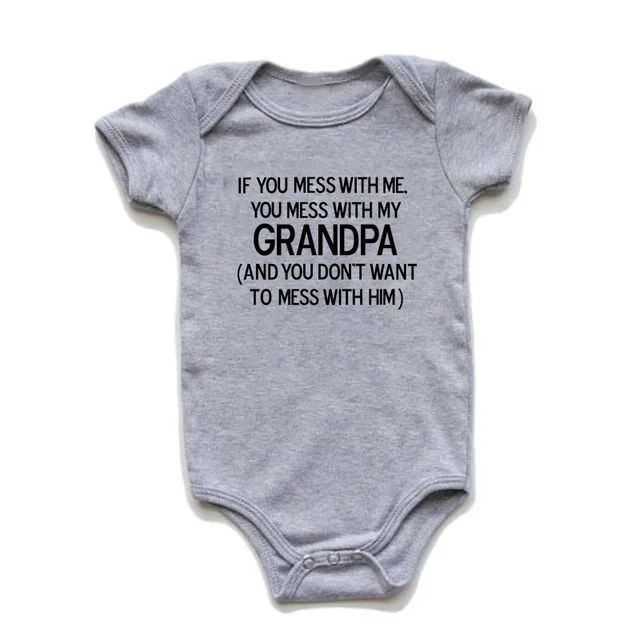 If You Mess with Me You Mess with My Grandpa Toddler Jumpsuit Costumes Newborn Baby Rompers Funny Playsuit