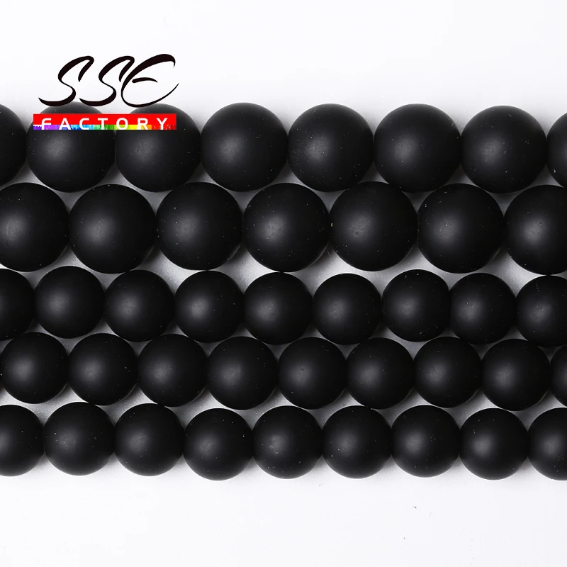 AAAAA Natural Matte Black Agates Round Loose Beads Onyx Loose Beads 15