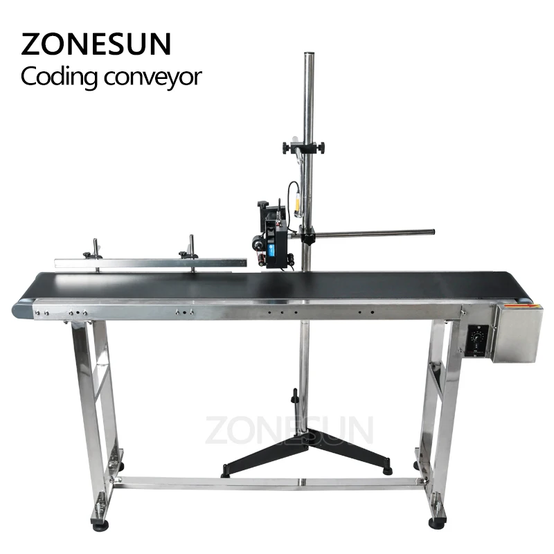 ZONESUN-Inkjet Printer Mesa Transportadora, Band Carrier, triagem Workbench, PVC Correia Transportadora, Garrafa Box Printer, Label Printer