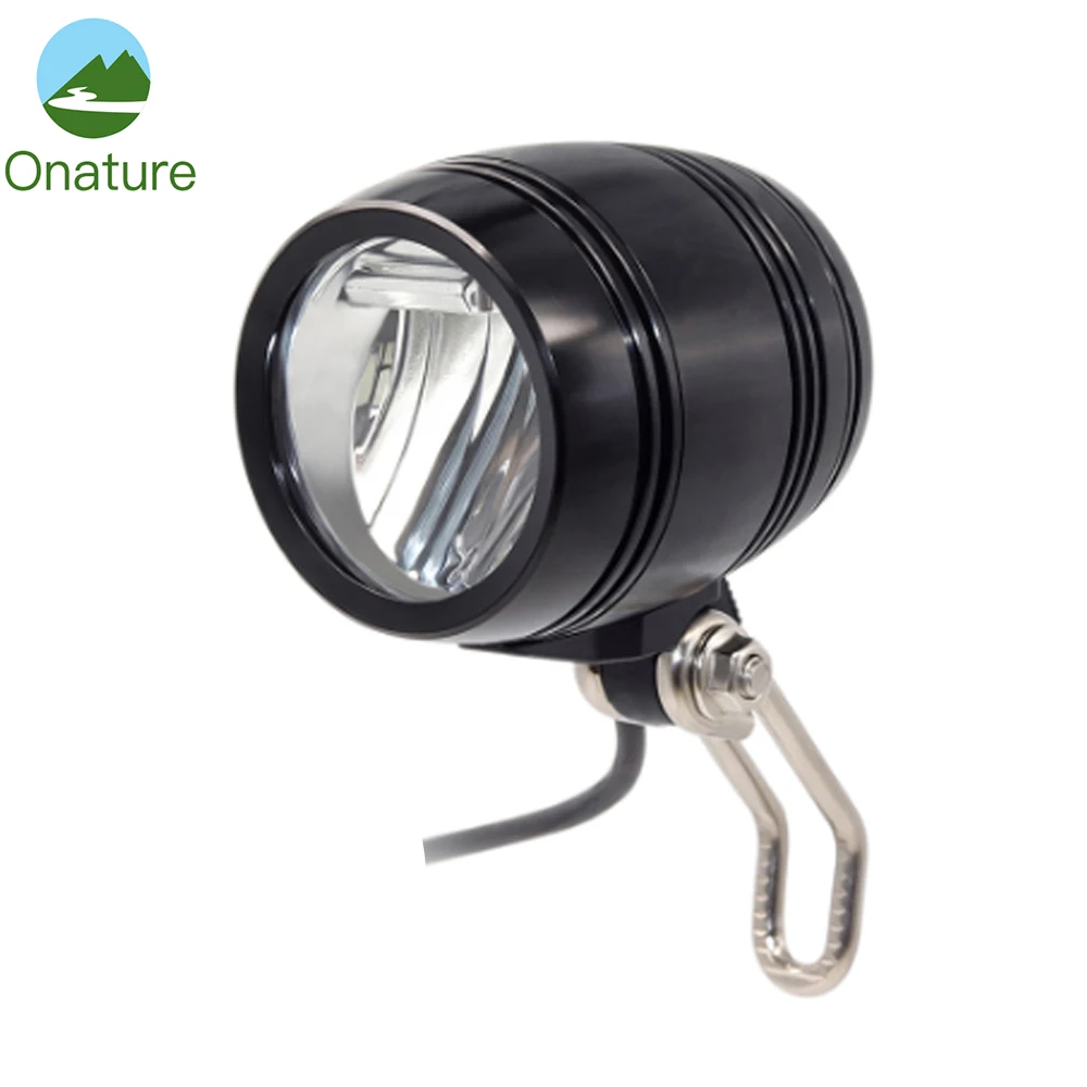 Onature electric bike light headlight 100 lux input DC 12V 36V 48V 52V aluminum led ebike front light electric bike accessories