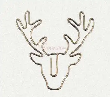 8pcs Cute Retro Deer Head Paper Clip Bookmark Pin Stationery Golden Office Supplies