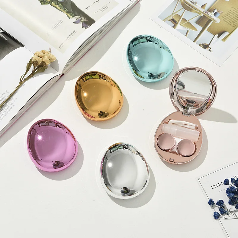 Exquisite glossy Cobblestone Contact Lens Case Ins girl and boy New Thin Contact Lenses Case  Eye contacts case