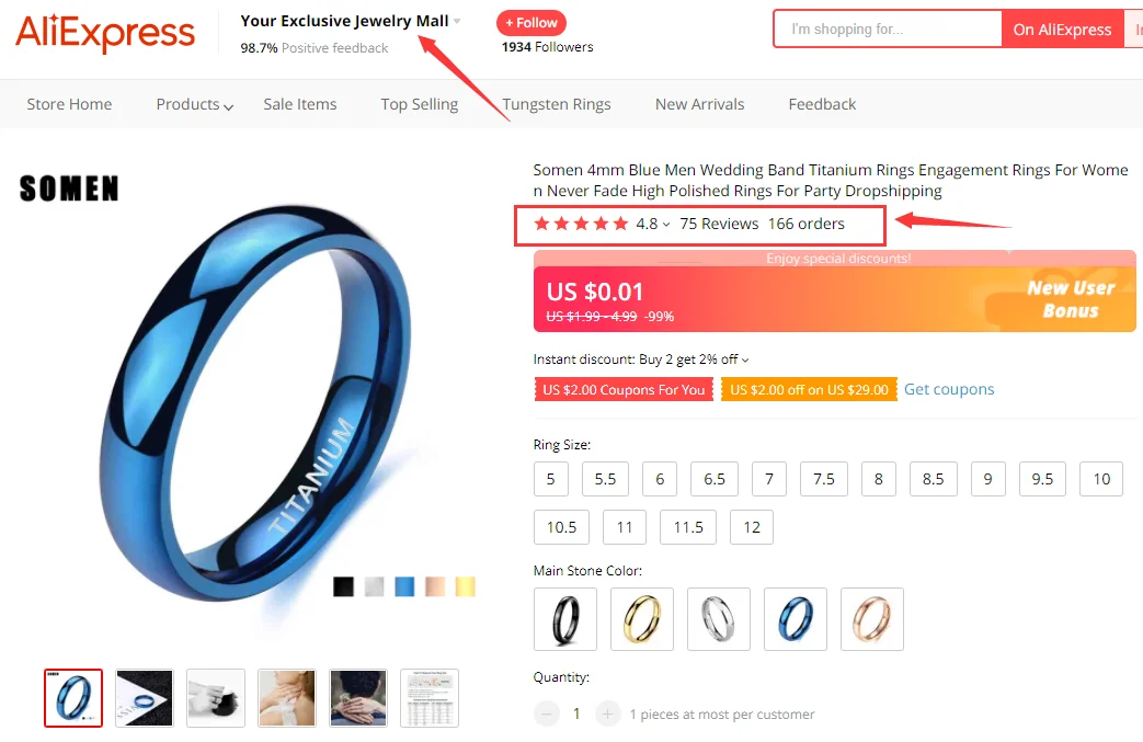 Somen 4mm Blau Männer Hochzeit Band Titan Ringe Verlobungsringe Für Frauen Nie Verblassen Hochglanzpolierte Ringe Für Party dropshipping – Detail 2