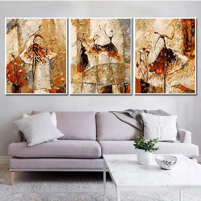 

GATYZTORY 3pcs Paint By Numbers For Adults Abstract HandPainted oil painting on canvas Unframe DIY Gift Home Decor 4050cm