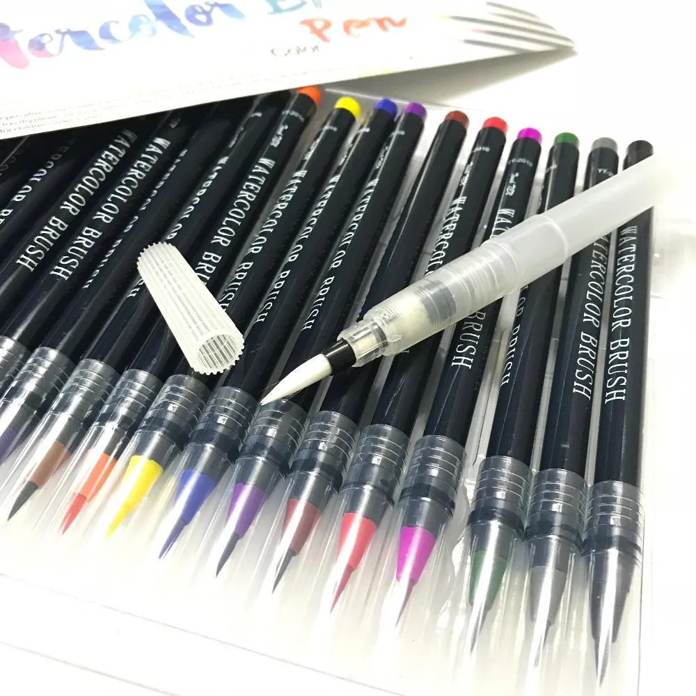 20 Colors Watercolor Brush Pen Set Premium Soft Tip Color Writing Drawing Markers Painting Waterbrush Paintbrush Art Supplies