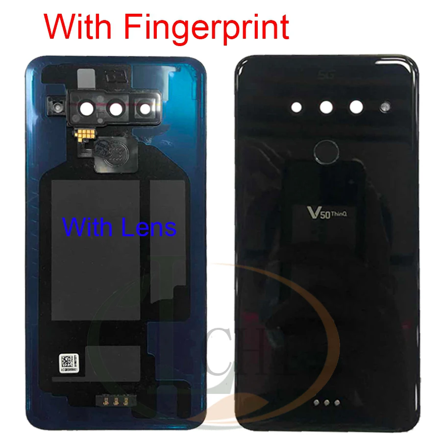 ガラスlg V50 thinq 5グラムバックバッテリーカバーリアドアの修理交換部品LM-V500 LM-V450PM V50ハウジング