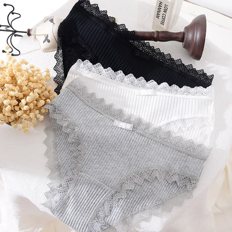 Women Underwear Set 7pcs Cotton Panties Lace Comfort lingerie Panties for Women Low-Rise Pantys Plus Size Women\'s Panties