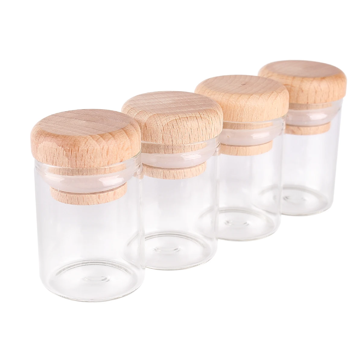 5pcs 15ml 30*40mm Glass Bottles Glass Jars with solid wood Lids Spice Jars Glass Vials Glass vessels Drifting Bottles DIY Craft