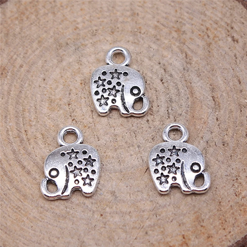 free shipping 130pcs 12x9mm antique silver elephant charms diy retro jewelry fit Earring keychain hair card pendant accessories