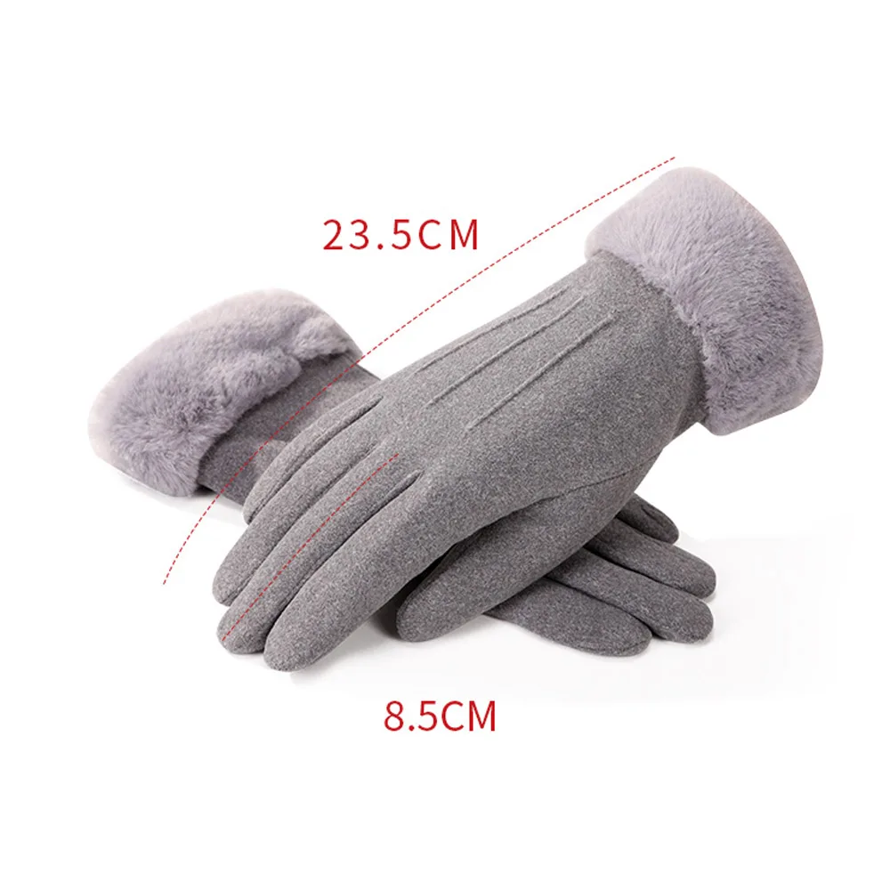 1 Pair Winter Women New Fashion Gloves Autumn Cute Furry Warm Mitts Full Finger Mittens Outdoor Sport Female Gloves Screen