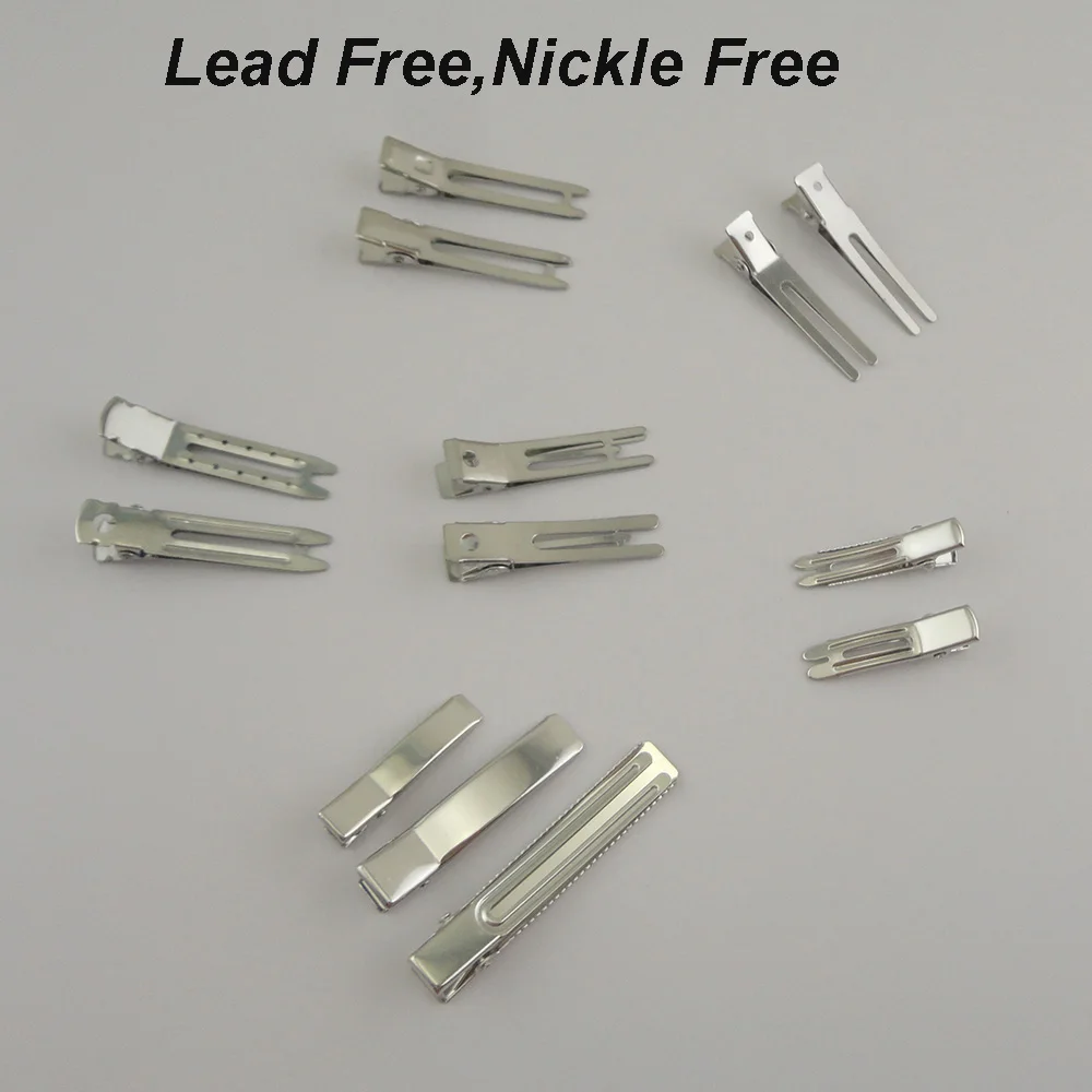 

50PCS 3.5cm 4.8cm Silver Double Prongs Metal Alligator Clips Plain Duckbill Hairpins For DIY Hair Jewelry Lead Free Nickle Free