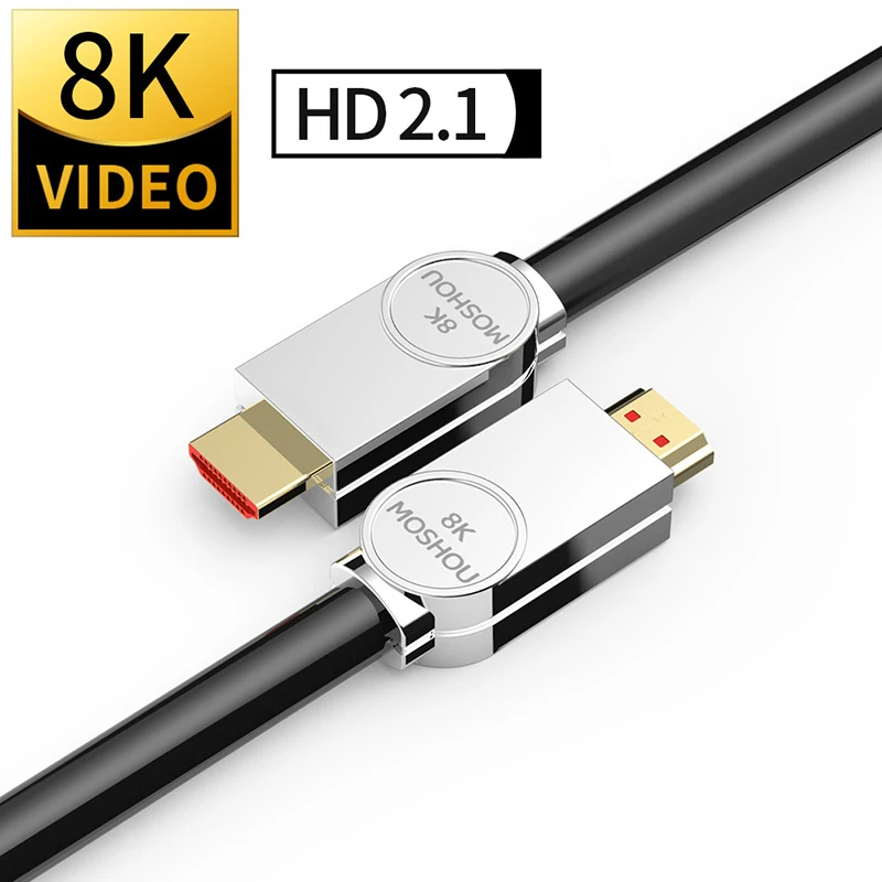 MOSHOU HDMI-compatible 2.1 Cable Ultra-HD (UHD) 8K 48Gbs with Audio & Ethernet HDMI-compatible Cord 1M 2M 5M 8M10M 15M HDR 4:4:4