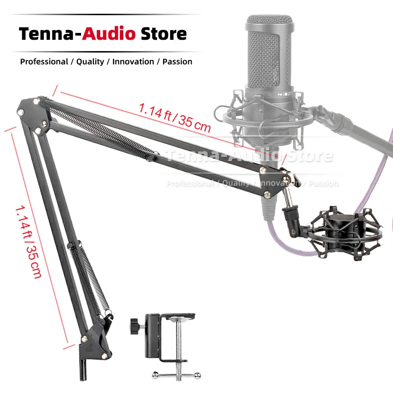 

For Audio Technica AT2020 AT 2020 2035 2050 ATR 2500 Tabletop Suspension Boom Arm Mic Clip Holder Microphone Stand Shock Mount