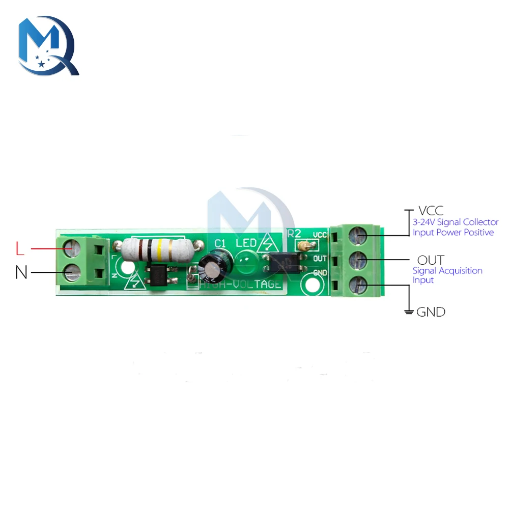 Scheda rivelatore di tensione a 1 canale AC 220V modulo di isolamento accoppiatore ottico TTL 3-5V test SCM per microcontrollore PLC adattivo 24V