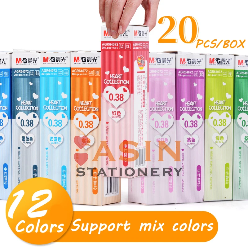 20PCS/Set Fresh Candy Color Diamond Color Gel Pen Creative Student Gift School Supplies Colored Pen Refills Stationery