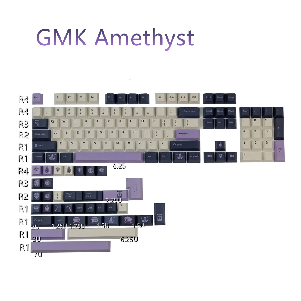 

140 Keys/set GMK Amethyst Keycaps PBT Dye Sublimation Key Caps Cherry Profile Keycap With ISO Enter 3U 7U Spacebar For HHKB