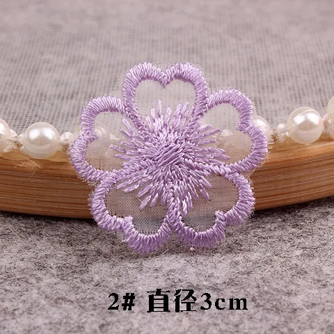 Thermo Adhesive Purple Lace Flower Butterfly Embroidery Patches for Clohting Dress Sew Iron on Clohtes Appliques Stripes Sticker