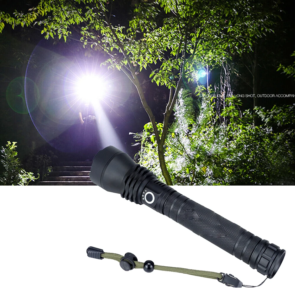 LED Flashlight Telescopic Zoom XHP70 XHP50 200000LM USB Rechargeable 18650 Super Bright Flashlight Tactical Torch