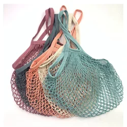 Cotton Mesh Shopping Bag Reusable String Fruit Storage Handbag Totes Women Shopping Mesh Net Shop Grocery Tote Bag