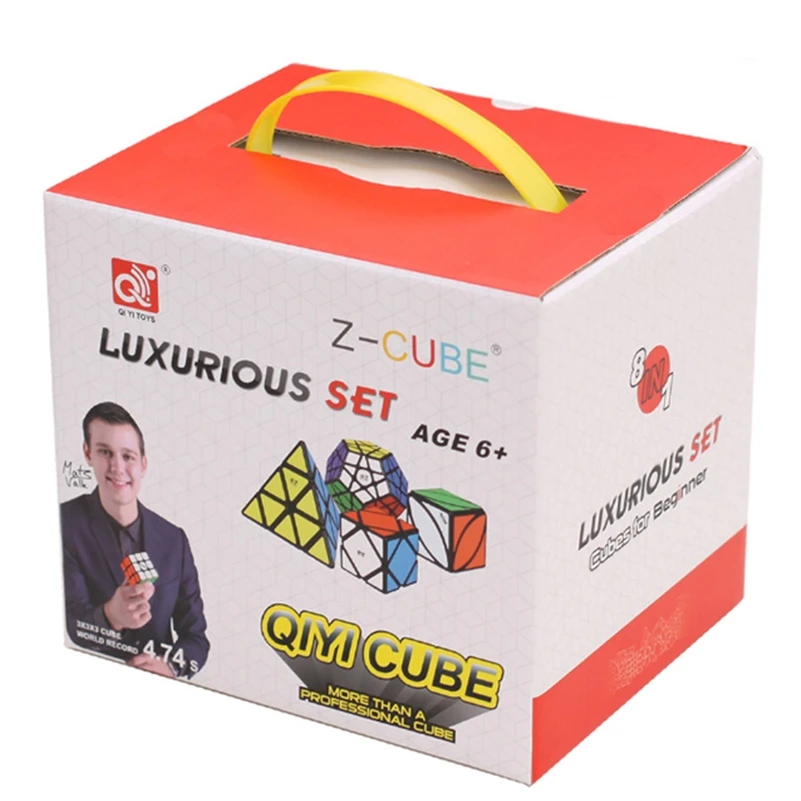 Qiyi Cube 8 en 1 Coffret Cadeau 2x2 3x3 4x4 Cube Pyramide Cube Skew Cube Megaminx Cube Qiyi Speed Cube Puzzle Cube cube magique professionnel cube Qiyi Cube 8 in 1 Gift Box Set