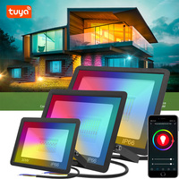 Tuya WiFi Smart Floodlight Outdoor Wall Lamp RGB Dimmable Spotlight AC220V 30W 50W 100W Waterproof Work With Alexa Google Home