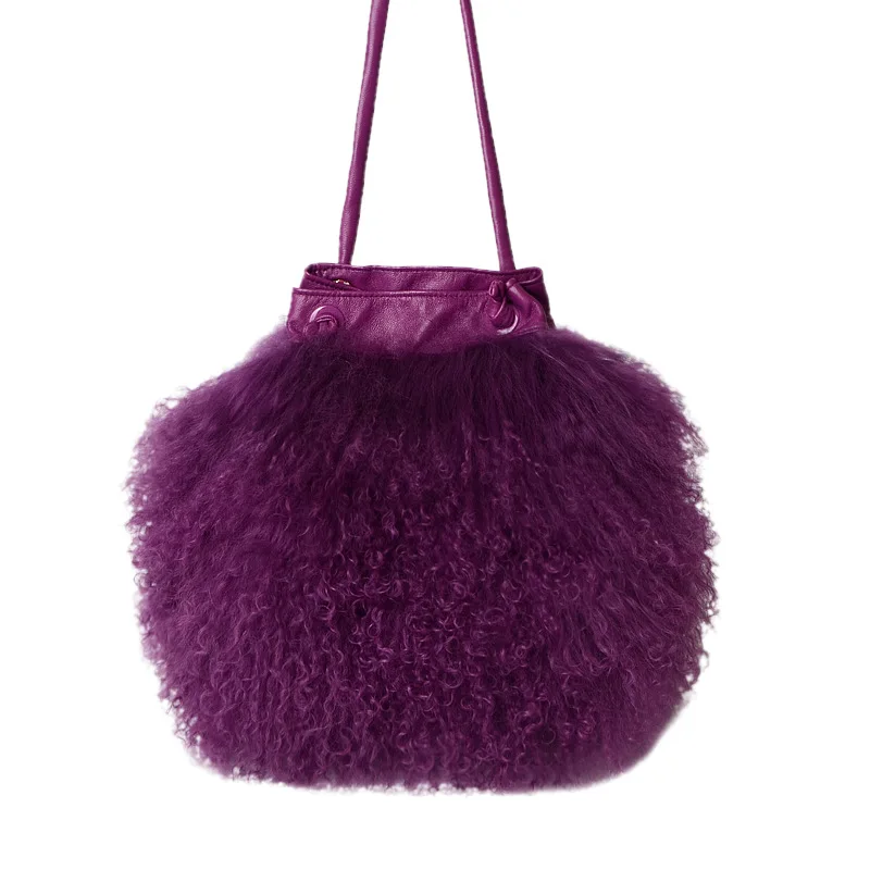 New Real wool bag Australian beach wool fur shoulder bag wool ladies handbag large capacity fashion luxury handbags handbags