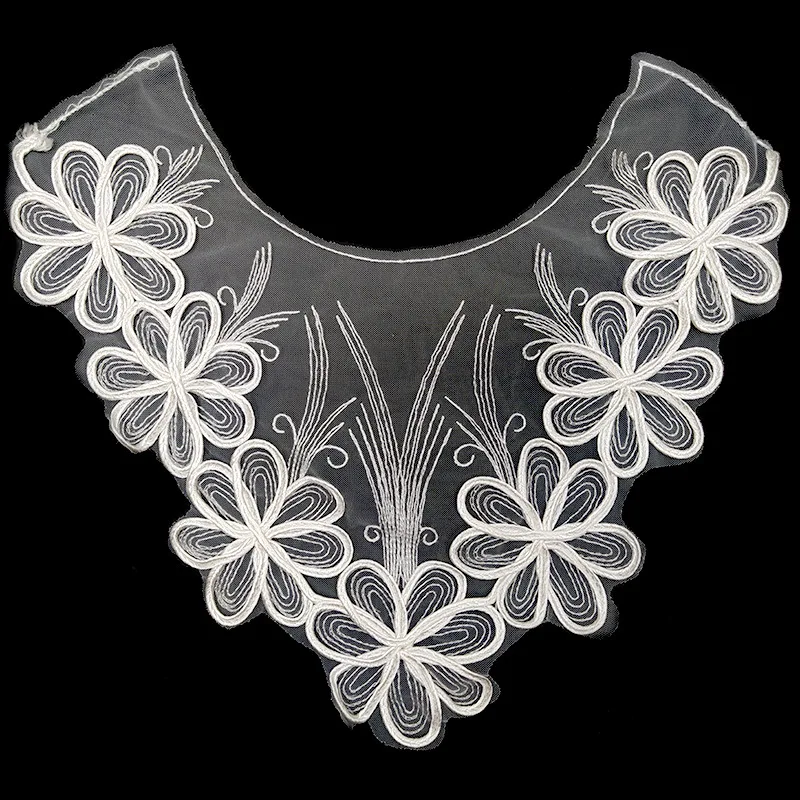 1PCS Mesh bottom embroidery corsage Fake collar Lace collar Water soluble embroidery collar DIY lace accessories