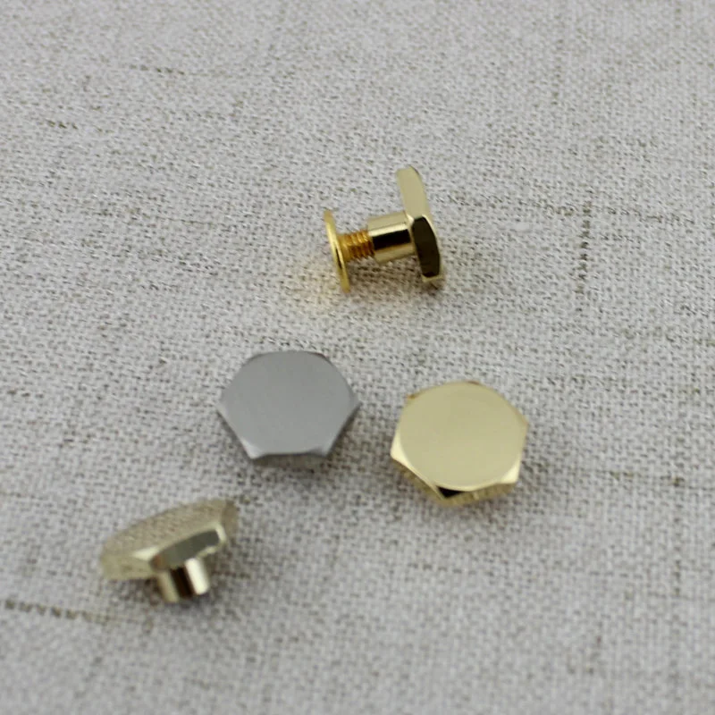 10pcs 50pcs  hexagonal punk rivets stud hardware with screw for bags shoes wallets belts bracelets decorative rivet