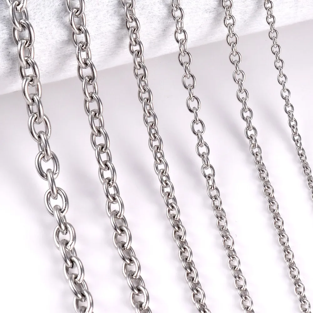 Großhandel 1 Meter Breite 1,5mm-6mm Edelstahl Kreuz-O-Massivkette für Damen und Herren DIY Schmuck Armband Halskette – Detail 2