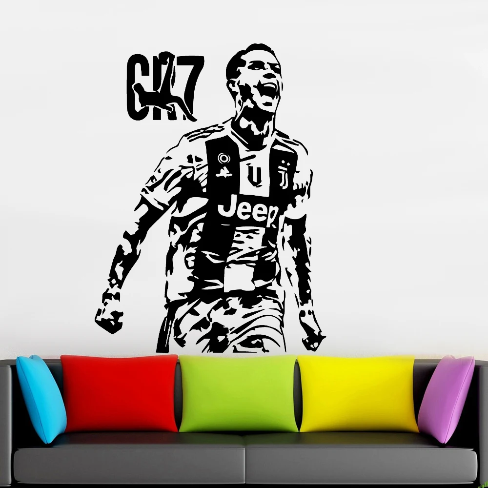Ronaldo Wall Sticker Football Star Door Window Vinyl Decals Nursery Boys Kids Room Home Interior Decoration Wallpaper Z821