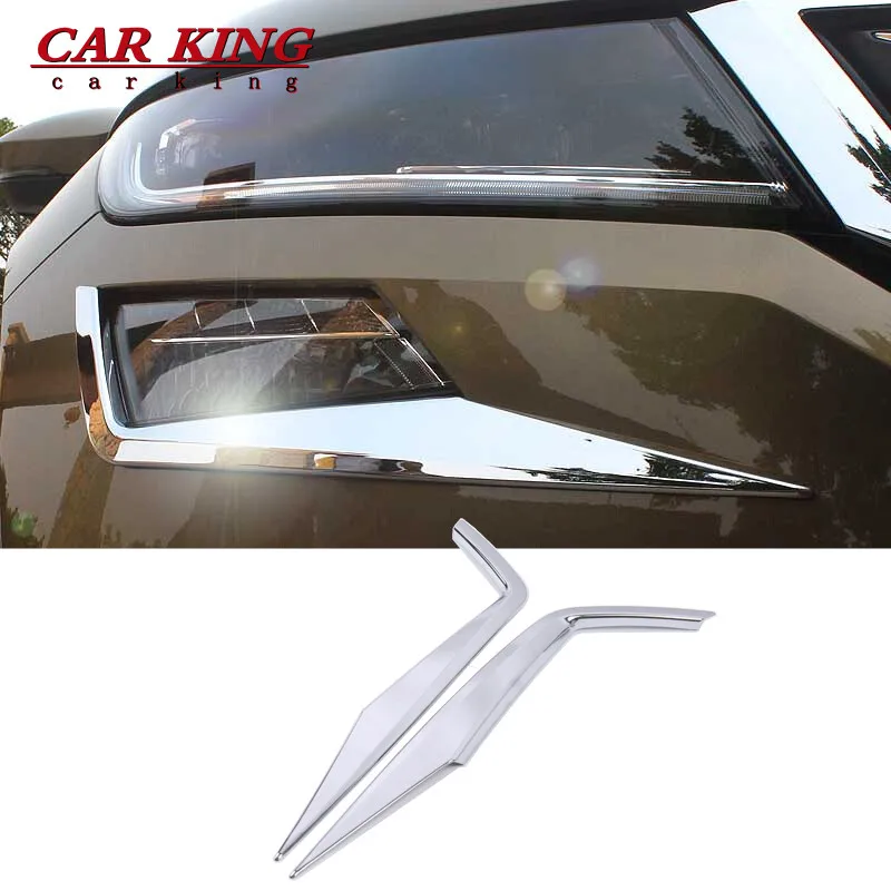 

For Skoda Kodiaq 2017 2018 2019 ABS Plastic Chrome Car front fog lamp eyebrow Decoration Cover Trim car styling accessories 2pcs