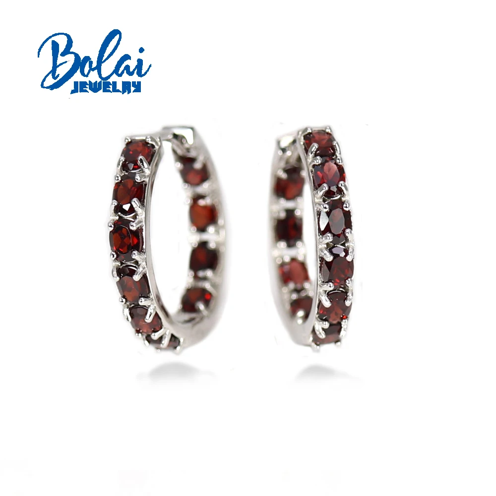 Bolai,Natural Red garnet oval 3*4mm gemstone earrings 925 sterling silver classic fashion women fine jewelry