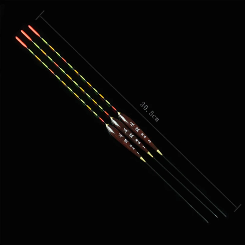 3pcs Fishing Float Wood Fluorescent High Sensitivity Bobber Luminous Float Marked Bold Fishing Light Float Fishing Accessories