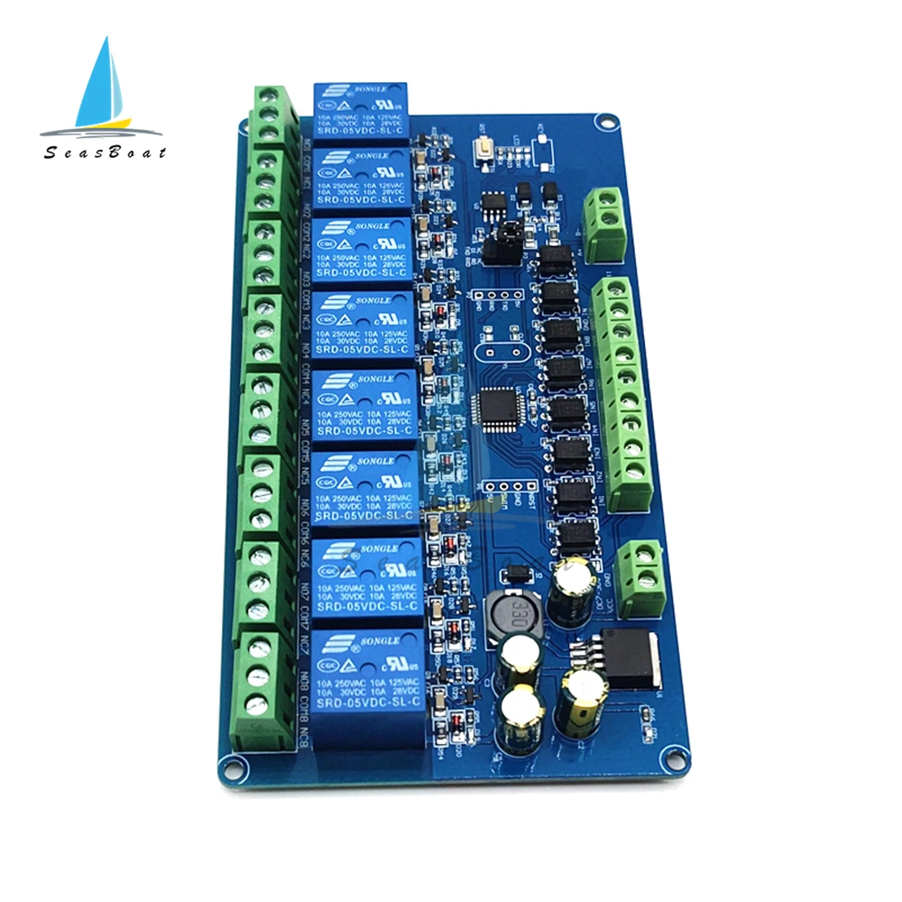 DC 7 -30V 8 kanal Modbus RTU röle modülü anahtarı RS485 TTL haberleşme 8 yollu röle giriş çıkışı arduino için güç kontrol