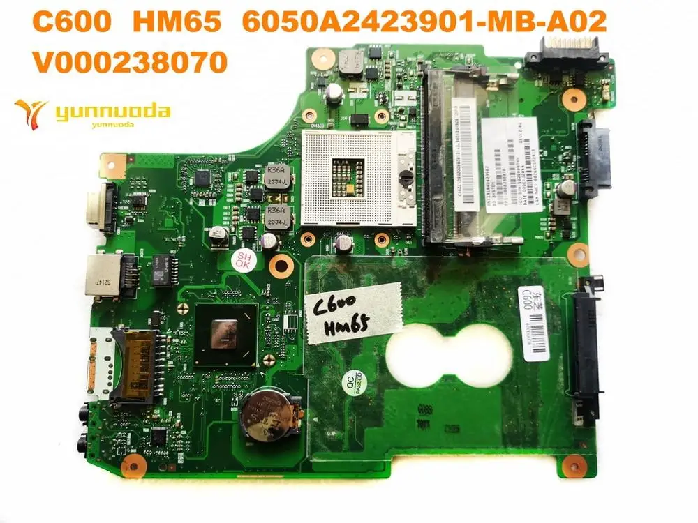 Original for Toshiba C600 laptop motherboard C600  HM65  6050A2423901-MB-A02  V000238070 tested good free shipping