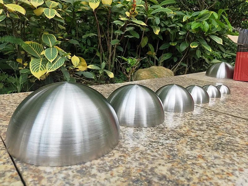 Diameter51mm-600mm Wire drawing stainless steel brushed matte indoor and outdoor hollow decorated semi-spherical steel pipe head