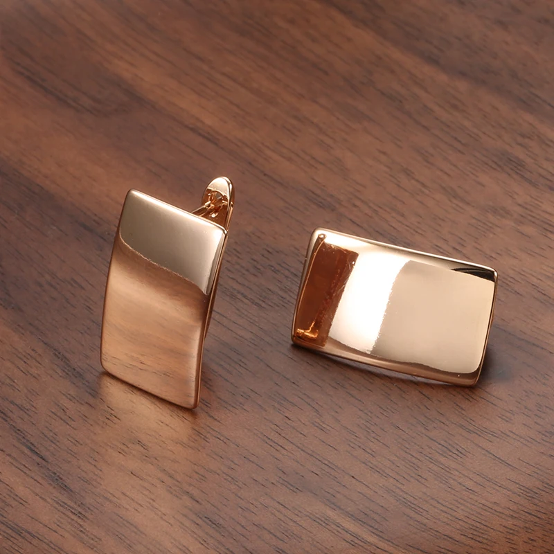 Kinel Hot Fashion Glossy Dangle Earrings 585 Rose Gold Simple Square Earrings For Women High Quality Daily Fine Jewelry