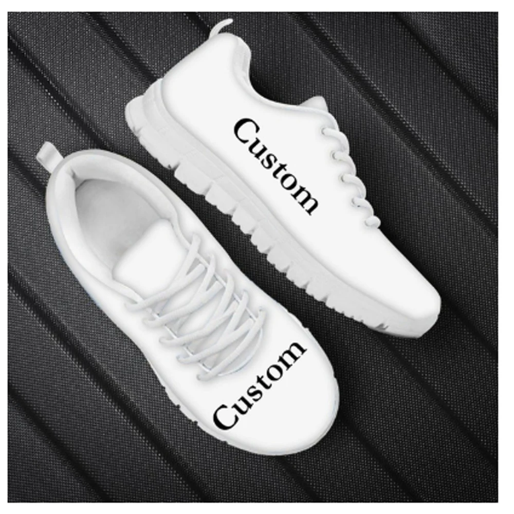 50 pcs Customized Image Brand Logo Pattern Women Casual Sneakers Nursing Comfortable Mesh Flats Shoes For Female Girls Dropship