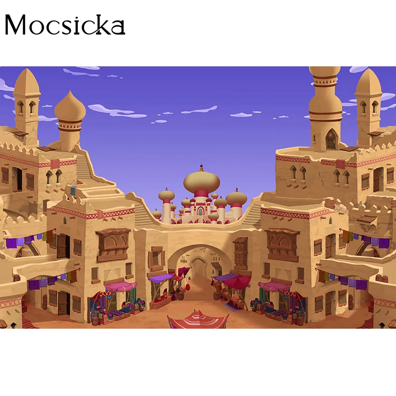 Mocsicka Anime Design Photography Background Desert Castle Aladdin Decoration Props Child Portrait Photo Backdrop Studio