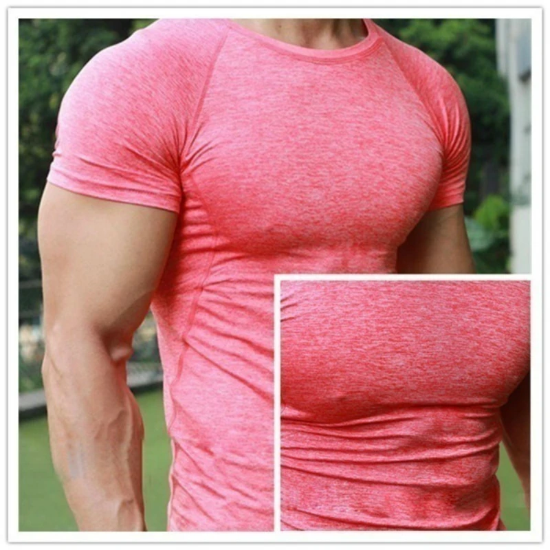 Men Quick Dry Fitness Tees Outdoor Sport Running Climbing Short Sleeves Tights Bodybuilding Tops Gym Train Compression T-shirts