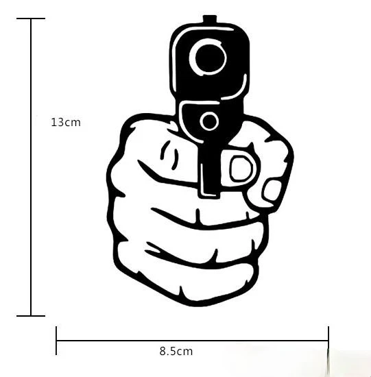 Sheeting Hand Pistol Sticker Handgun Car Stickers KK Pull Flowers Modified Stickers Fashion By Post JDM Deco Meterial