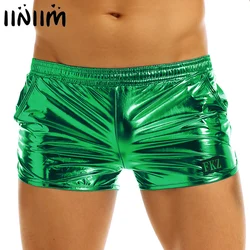 iiniim Mens Shiny Metallic beach Pool Night Club Party Shorts Boxer Shorts Performance Show Clubwear Costume Swimming Trunks