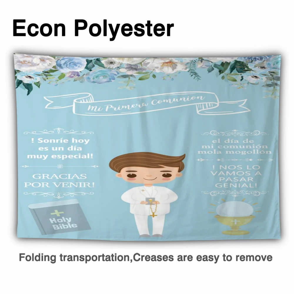 Allenjoy photophone pano de fundo primeiro comunhão festa luz azul menino flores fundo baptismo photocalln estúdio photozone decoração