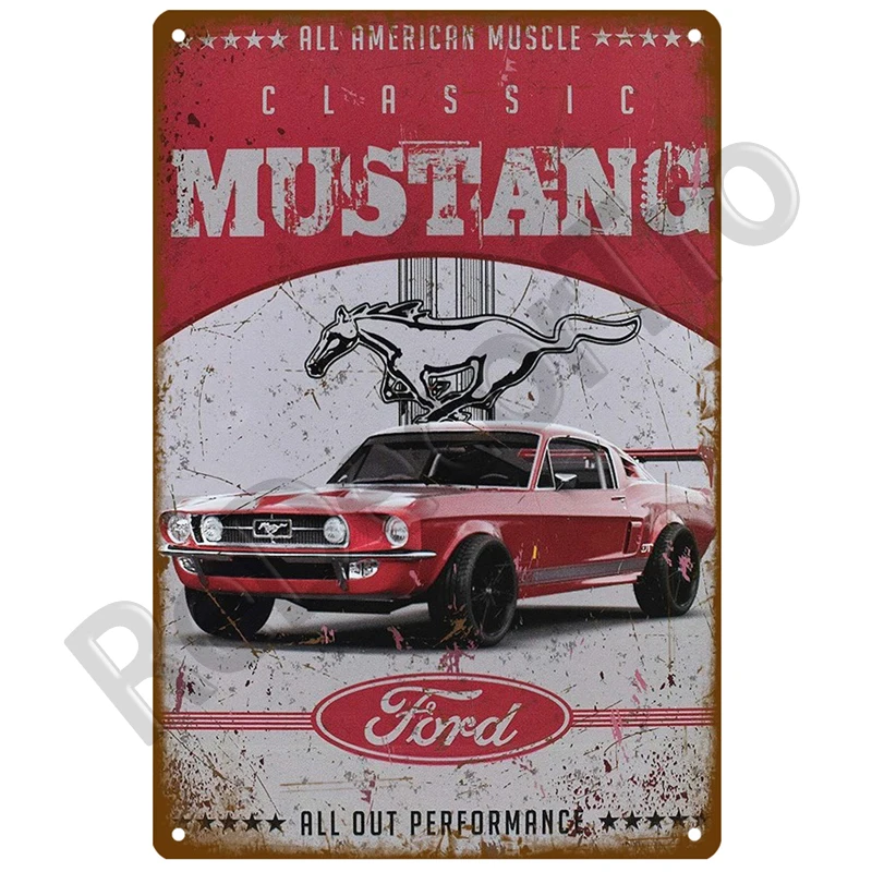 Ford Mustang Retro dekoracyjny dom metalowy znak płyta plakaty na ścianie znak blaszany plakat w stylu Vintage wystrój ściany pokój artystyczny