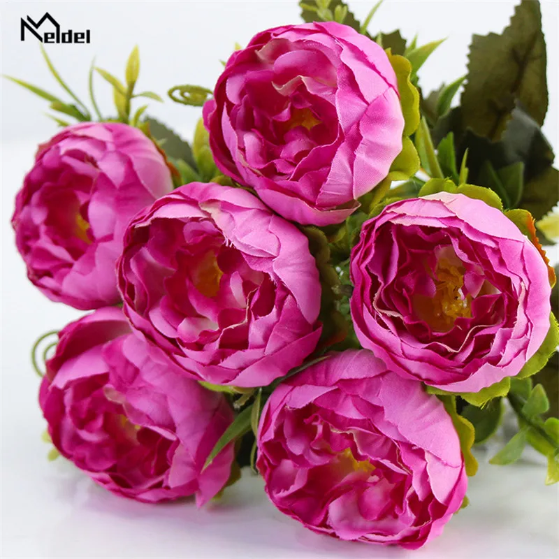 6 Heads Big Silk Peonie Flowers Bouquet Artificial Flowers Peony Bridal Bouquet Wedding Decor for Home Garden Hotel Faux Flores