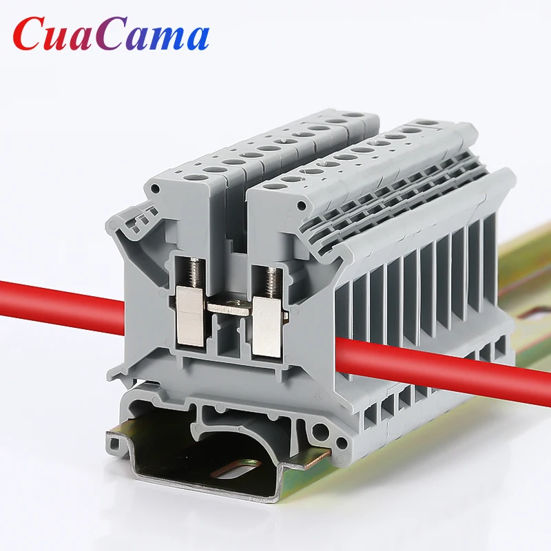 10 Pcs UK5N Din Rail Terminal Electrical Conductor Universal Connector Screw Connection Strip Block UK-5