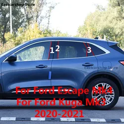 For Ford Escape Mk4 Kuga Mk3 2020 2021 Car PC Door Window Central Middle Column Trim Decoration B C Strip Cover Accessories