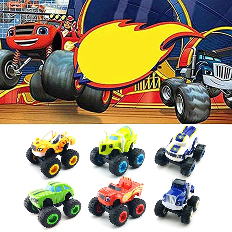 6pcs/Set Blazed Machines Car Toys Anime Figure Model Blaze Diecast Crusher Truck For Children Boys Christmas Birthday Gifts